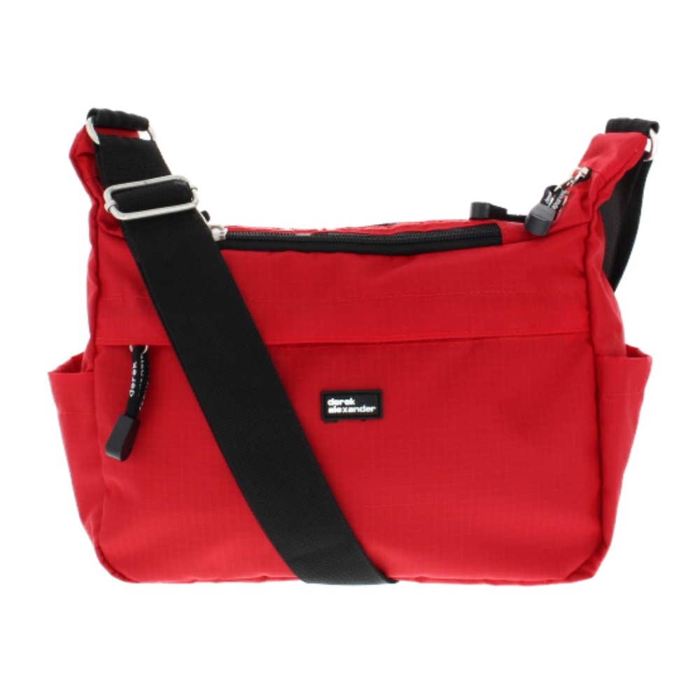 Derek Alexander Red Travel Bag Large Canvas Organizer Crossbody Nylon